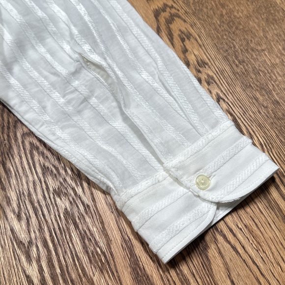 Orlebar Brown Ridley Tonal Striped Chenille White L/S Polo Shirt Mens XL - Picture 6 of 9